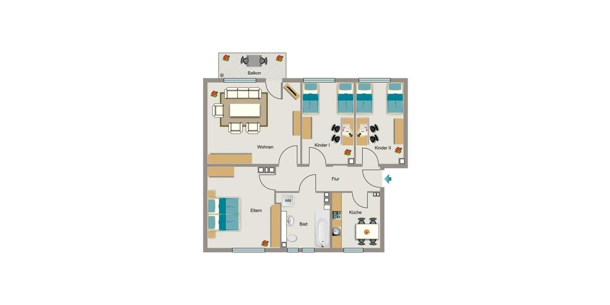 Etagenwohnung Voerde (Niederrhein) - 4.5 Zimmer, 70 m&sup2;, 651&euro; | Angebot:26568666