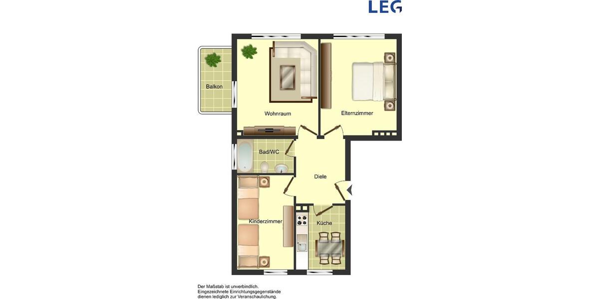 Etagenwohnung Bocholt Stenern - 3 Zimmer, 56 m&sup2;, 529&euro; | Angebot:26677451