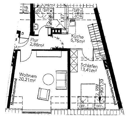 Dachgeschoßwohnung Emmerich am Rhein - 2 Zimmer, 53 m&sup2;, 530&euro; | Angebot:26005629
