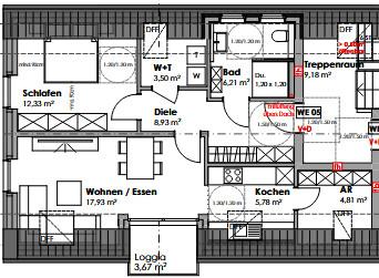 Dachgeschoßwohnung Bocholt Stenern - 2 Zimmer, 69 m&sup2;, 970&euro; | Angebot:25444622