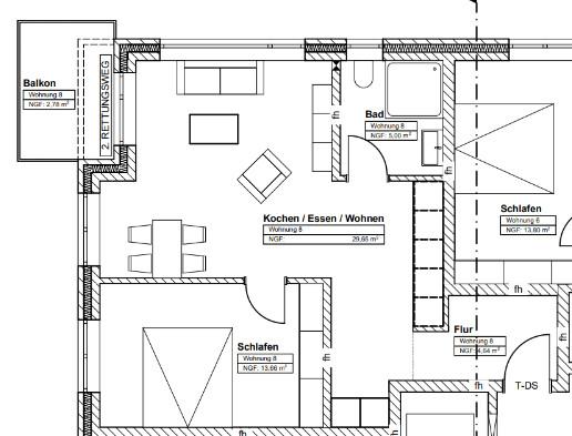 Etagenwohnung Bocholt Stenern - 2 Zimmer, 56 m&sup2;, 820&euro; | Angebot:23650222