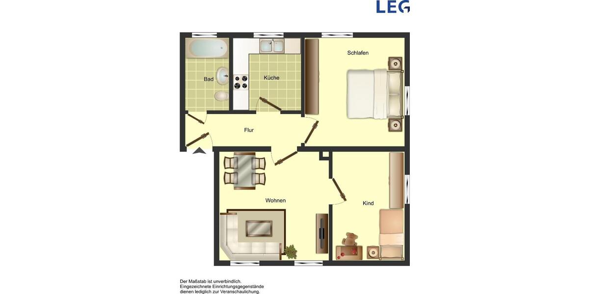Erdgeschoßwohnung Bocholt Feldmark - 2 Zimmer, 47 m&sup2;, 479&euro; | Angebot:26674865