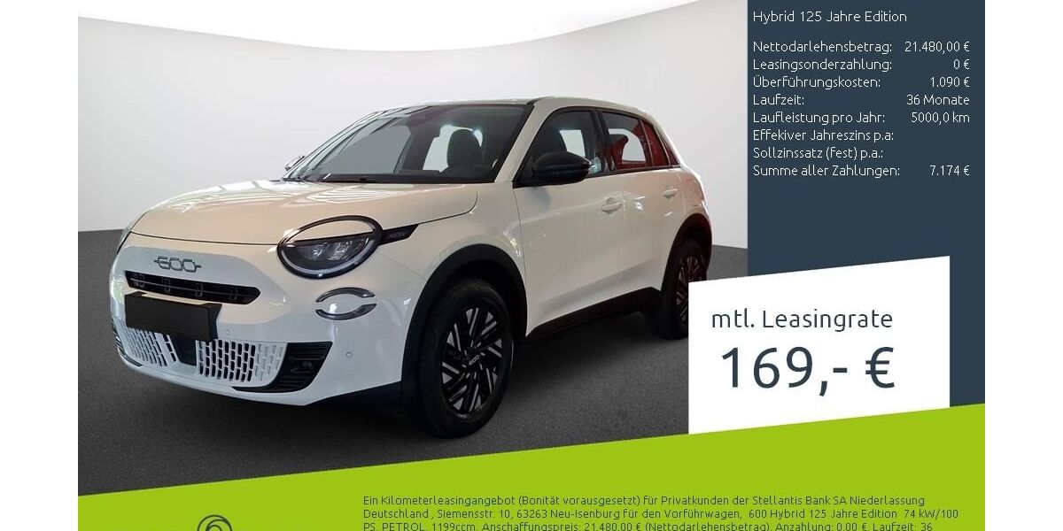 Fiat 600 2.500 km 21.150 &euro; Borken 46325