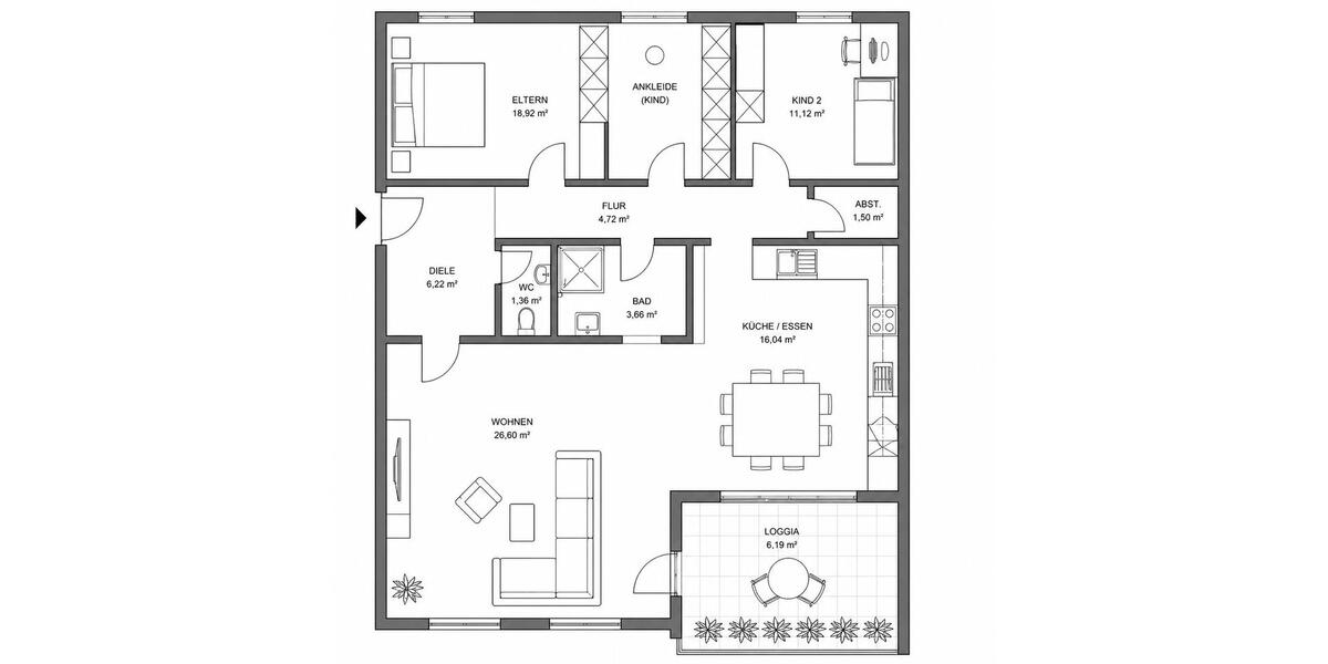 Etagenwohnung Bocholt Feldmark - 4 Zimmer, 95 m&sup2;, 279.000&euro; | Angebot:26625862