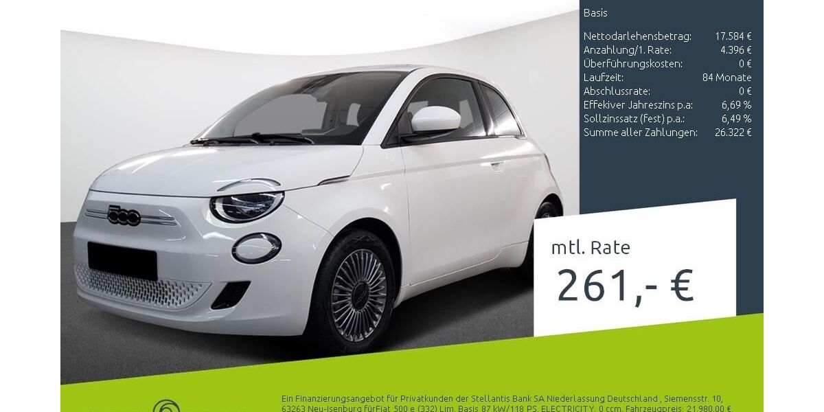 Fiat 500e 33.200 km 21.669 &euro; Borken 46325