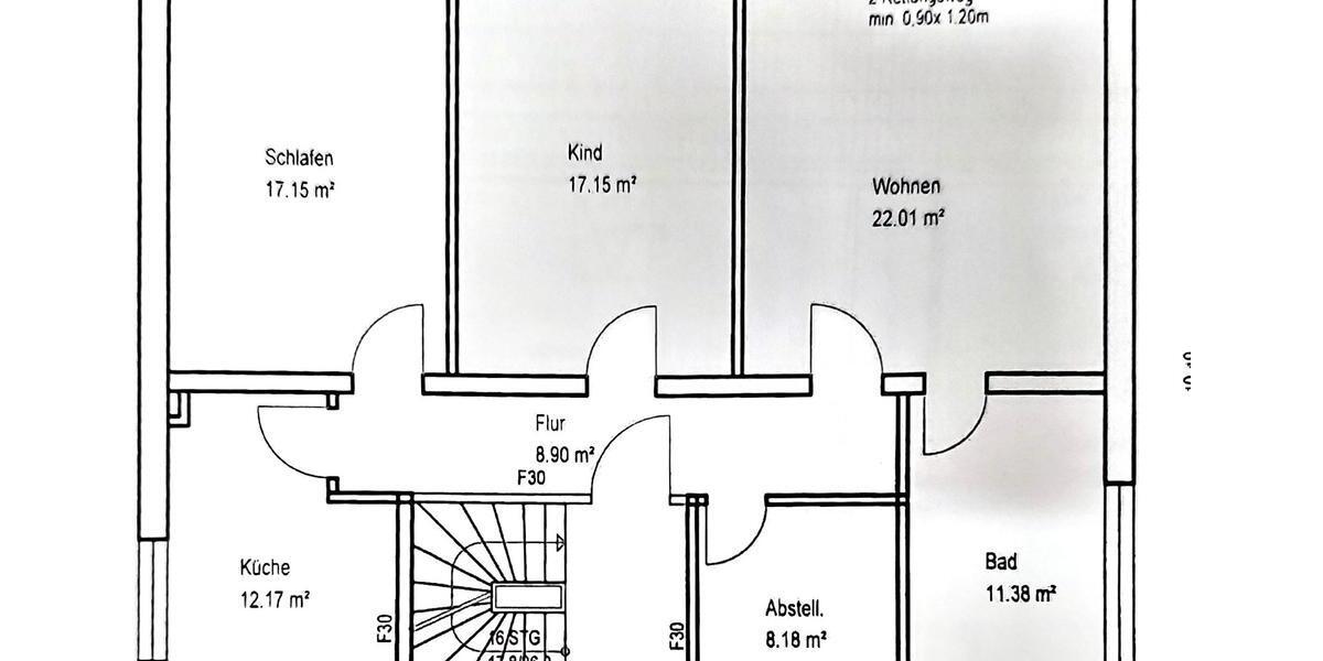 Etagenwohnung Wesel Bislich - 3 Zimmer, 102 m&sup2;, 1.120&euro; | Angebot:26336373