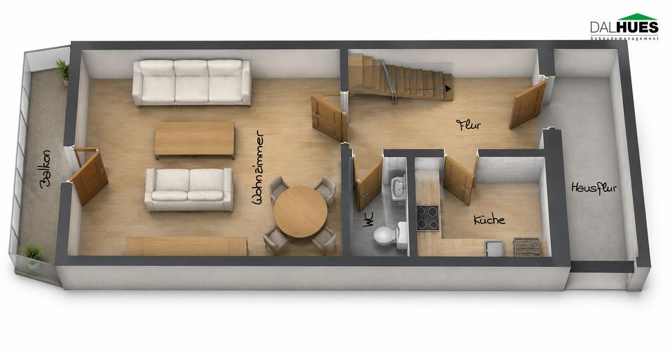 Maisonettenwohnung Raesfeld - 3 Zimmer, 72 m&sup2;, 663&euro; | Angebot:26661782