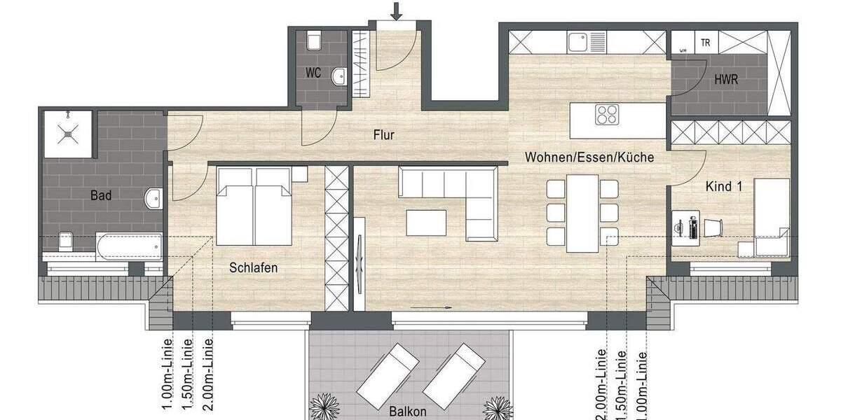 Etagenwohnung Borken - 3 Zimmer, 108 m&sup2;, 429.000&euro; | Angebot:25741107