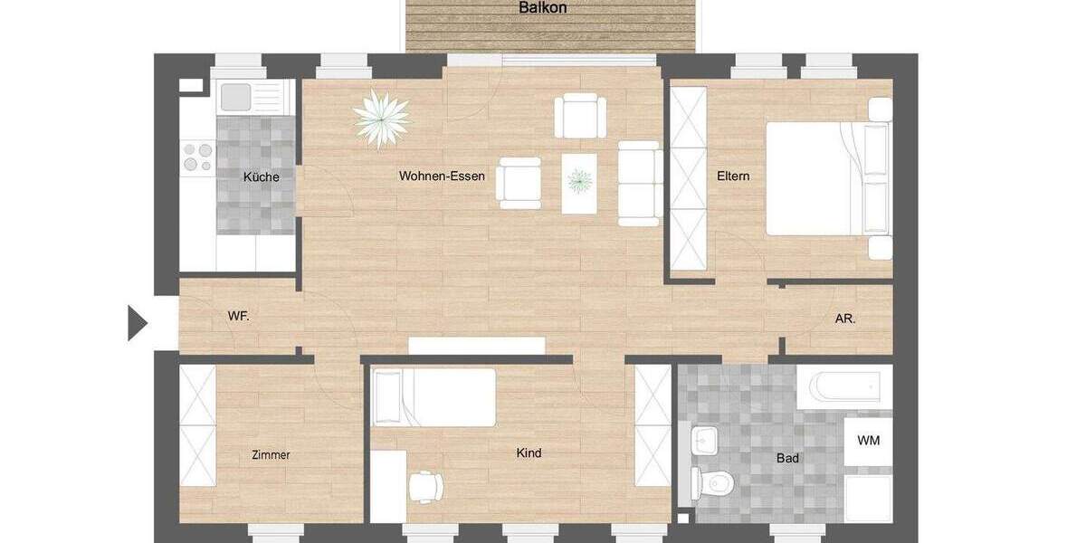 Etagenwohnung Borken - 4 Zimmer, 85 m&sup2;, 289.000&euro; | Angebot:25695764