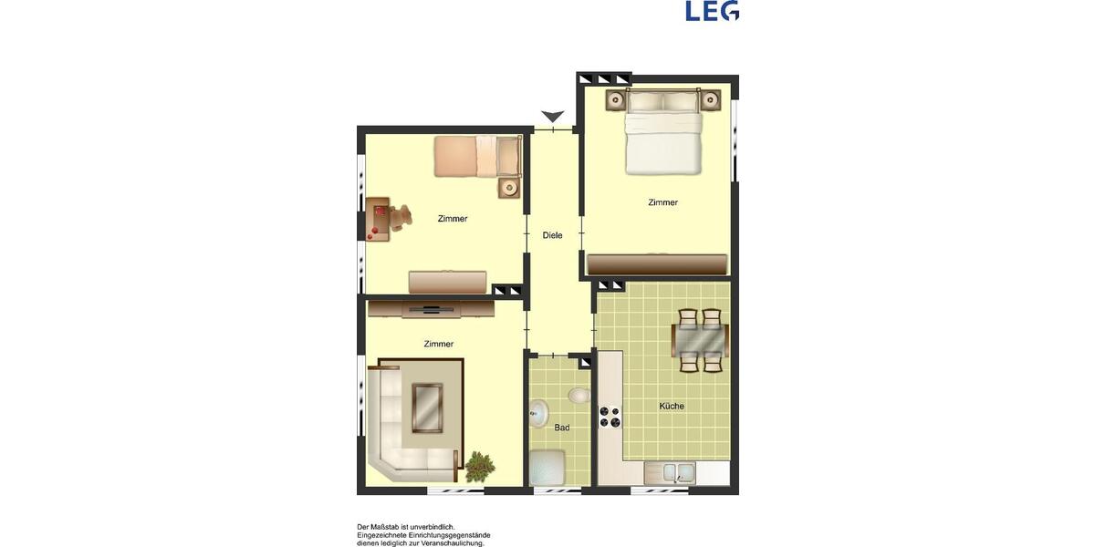Erdgeschoßwohnung Bocholt Stenern - 3 Zimmer, 66 m&sup2;, 579&euro; | Angebot:26677809