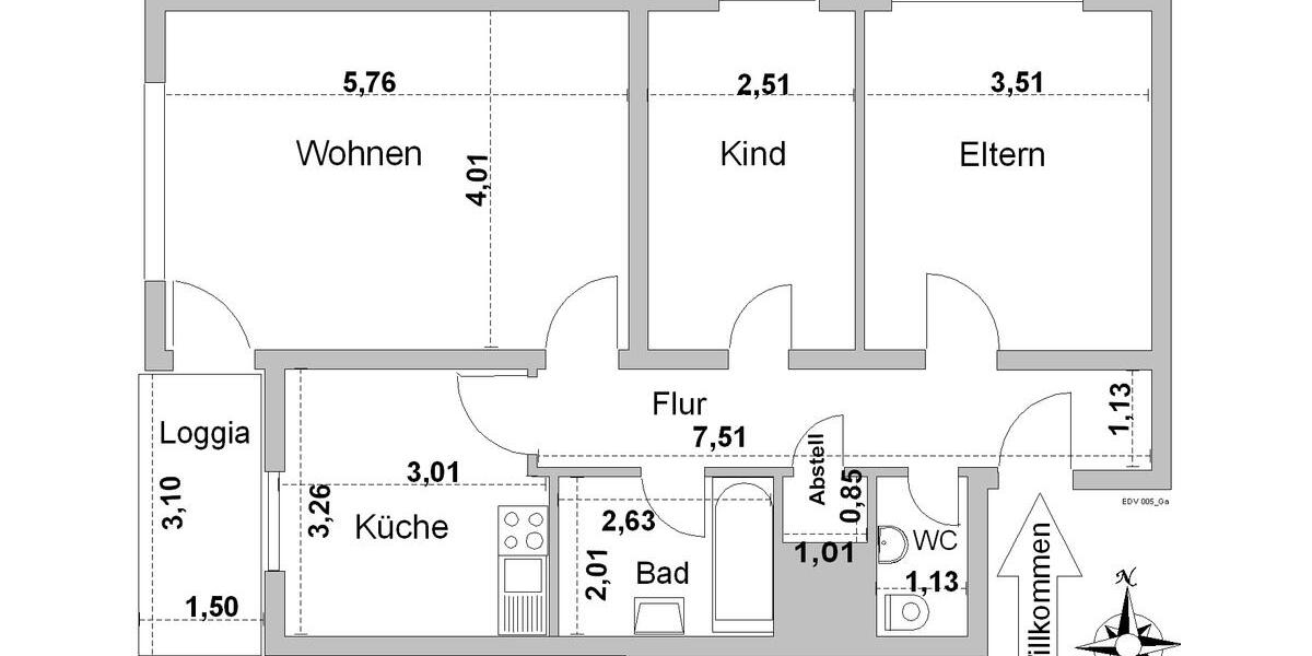 Etagenwohnung Wesel Fusternberg - 3 Zimmer, 76 m&sup2;, 740&euro; | Angebot:26068946