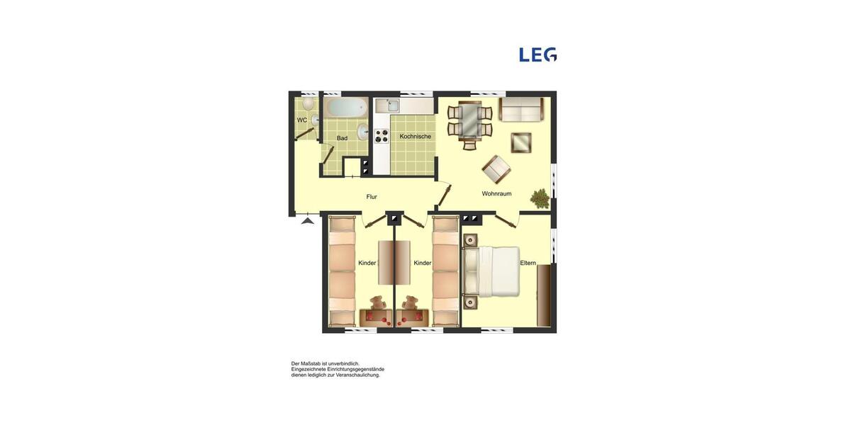 Erdgeschoßwohnung Bocholt Stenern - 4 Zimmer, 63 m&sup2;, 549&euro; | Angebot:26677450